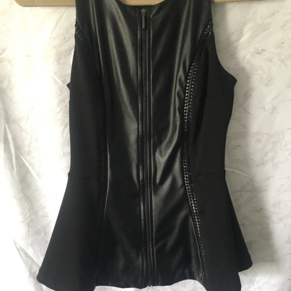 Faux leather and fabric peplum top - Picture 2 of 2